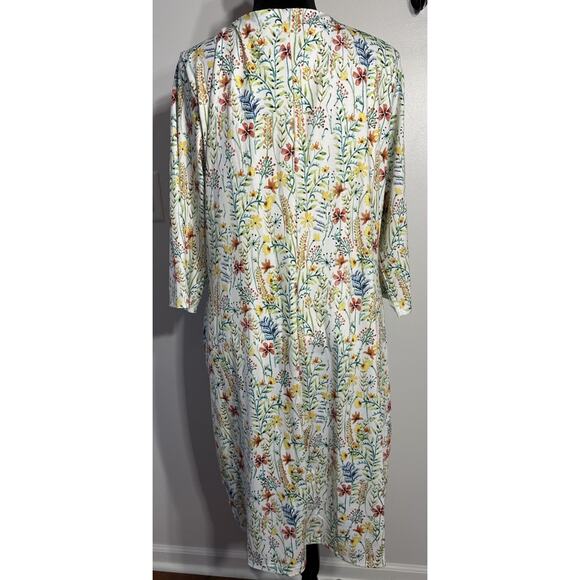 Jason Wu X ELOQUII Dress Drape Front V-Neck White Floral Size 18 Garden Cottage - Picture 2 of 6